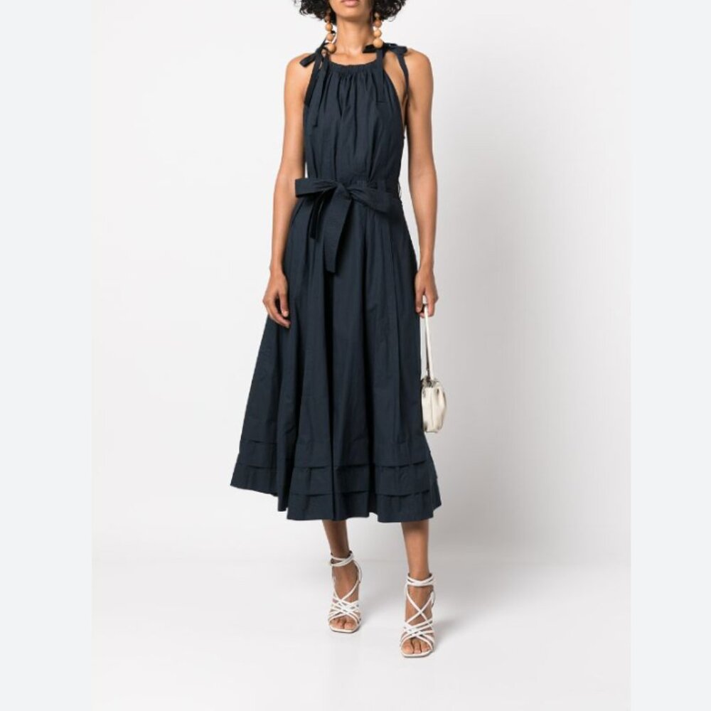 Ulla Johnson Joni Cotton Poplin Midi Dress Salute Navy Blue 00